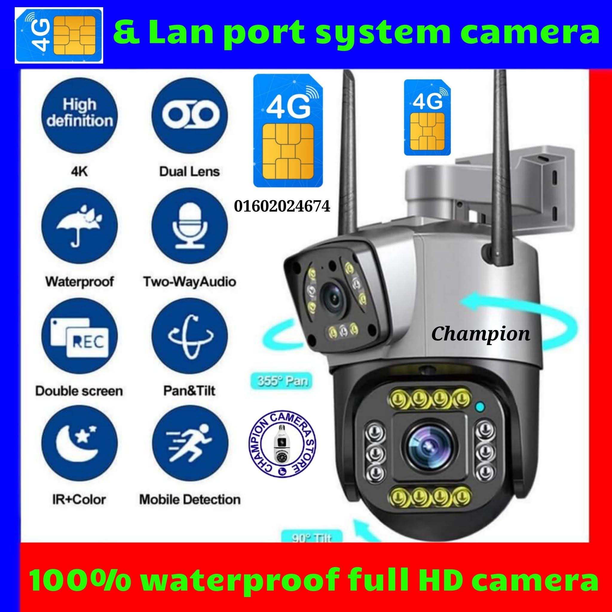Dual Lens Waterproof 4g Sim Camera 6Mp